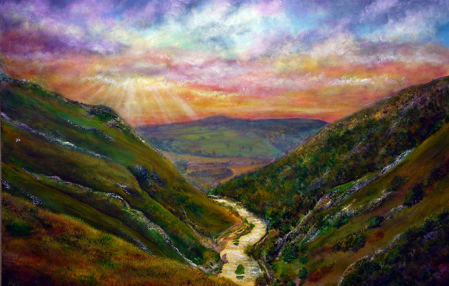 dovedale_sunset_painting_by_annmariebone-d53t4tm